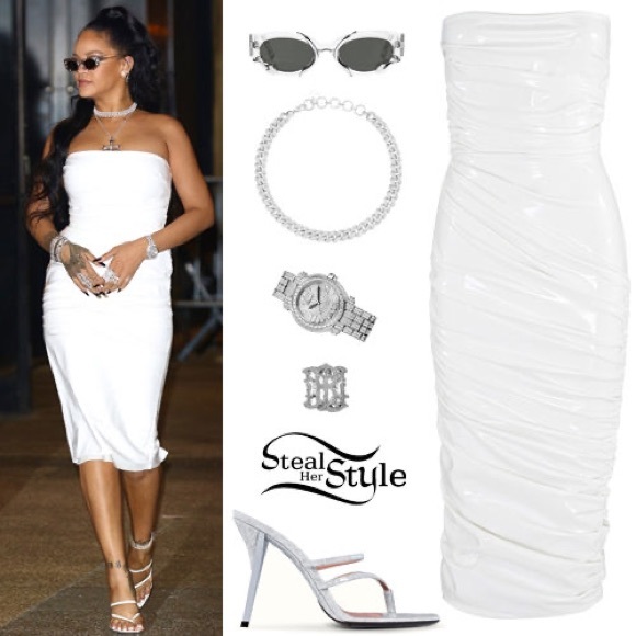$1750 AUTH ALEX PERRY WHITE DEACON STRAPLESS LATEX DRESS UK 12 US8 CELEBRITIES - Picture 12 of 16